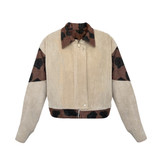 کت زنانه آستردار مدل آوین پلنگی با ترکیب کبریتی و لئوپارد