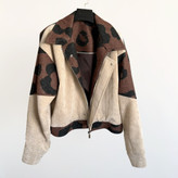 کت زنانه آستردار مدل آوین پلنگی با ترکیب کبریتی و لئوپارد