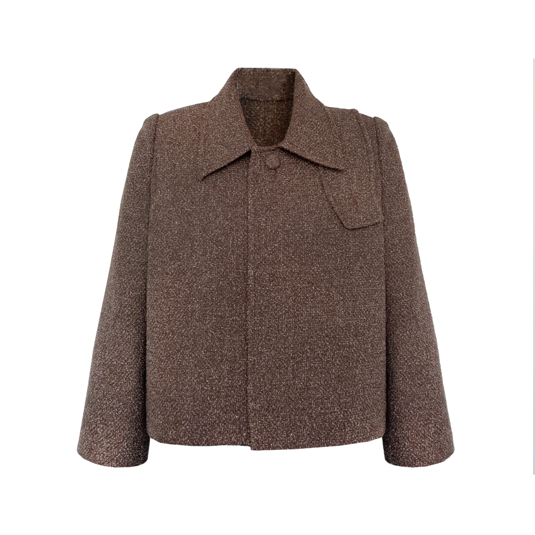 کت زنانه روما رنگ قهوه‌ای نمای جلو