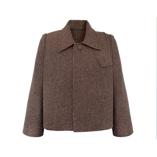 کت زنانه روما رنگ قهوهای نمای جلو