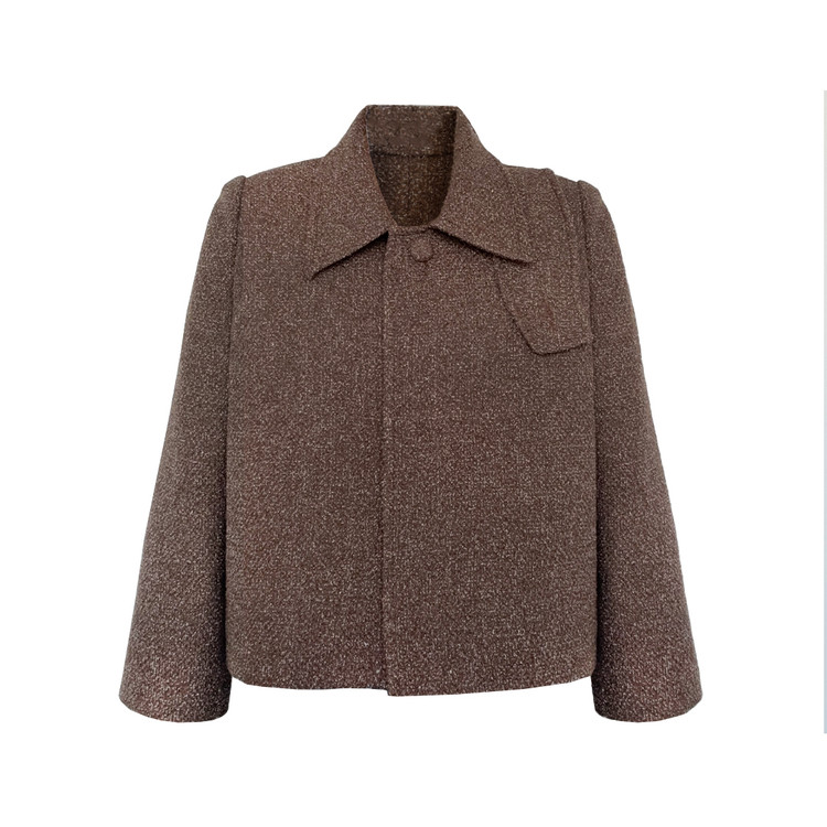 کت زنانه روما رنگ قهوهای نمای جلو