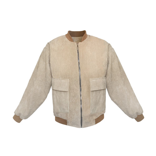 بامبر سویشرت زنانه کبریتی رنگ کرم نمای جلو