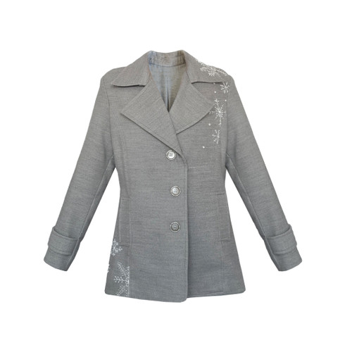 پالتو زنانه زمستانه فوتر طوسی نمای جلو