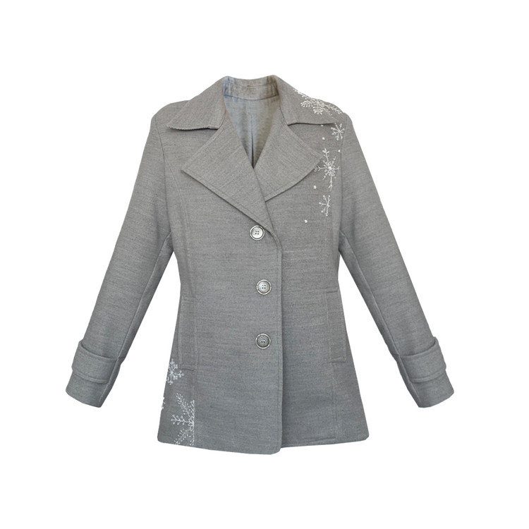 پالتو زنانه زمستانه فوتر طوسی نمای جلو