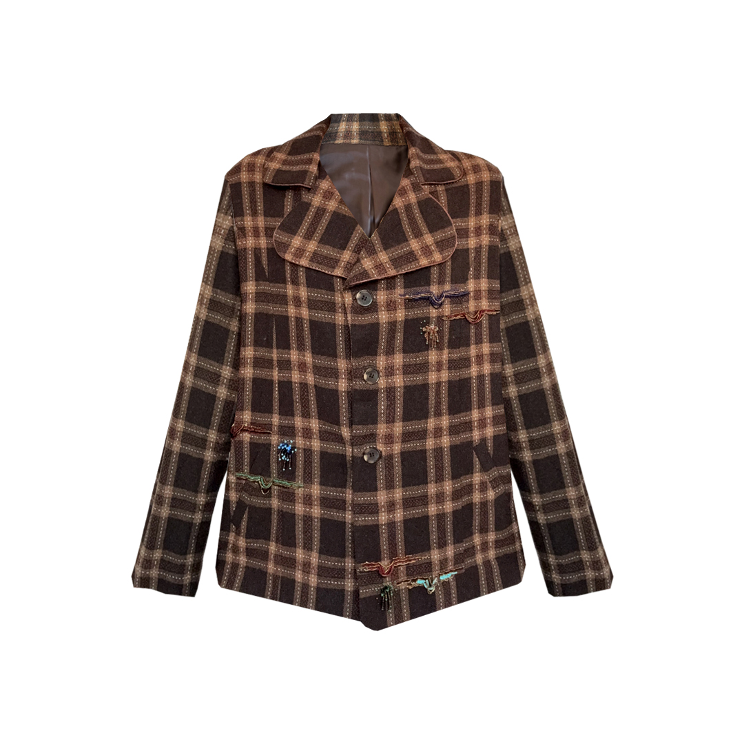 پالتو زنانه پشمی جواهردوزی مدل رز نمای جلو