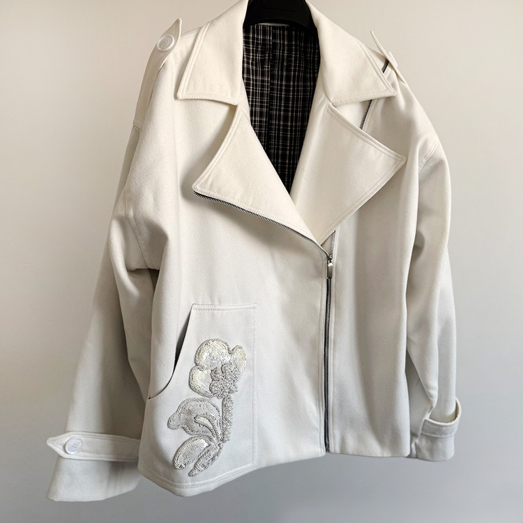 کت زنانه فوتر مدل روما با جیبهای بزرگ و یقه پهن