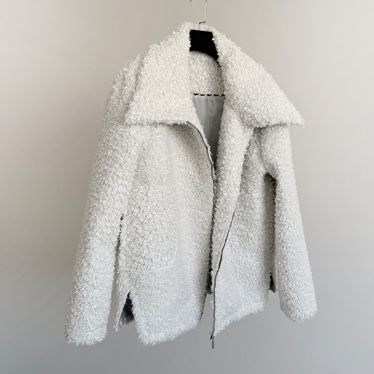 پالتو زنانه ملودی با زیپ و یقه پهن