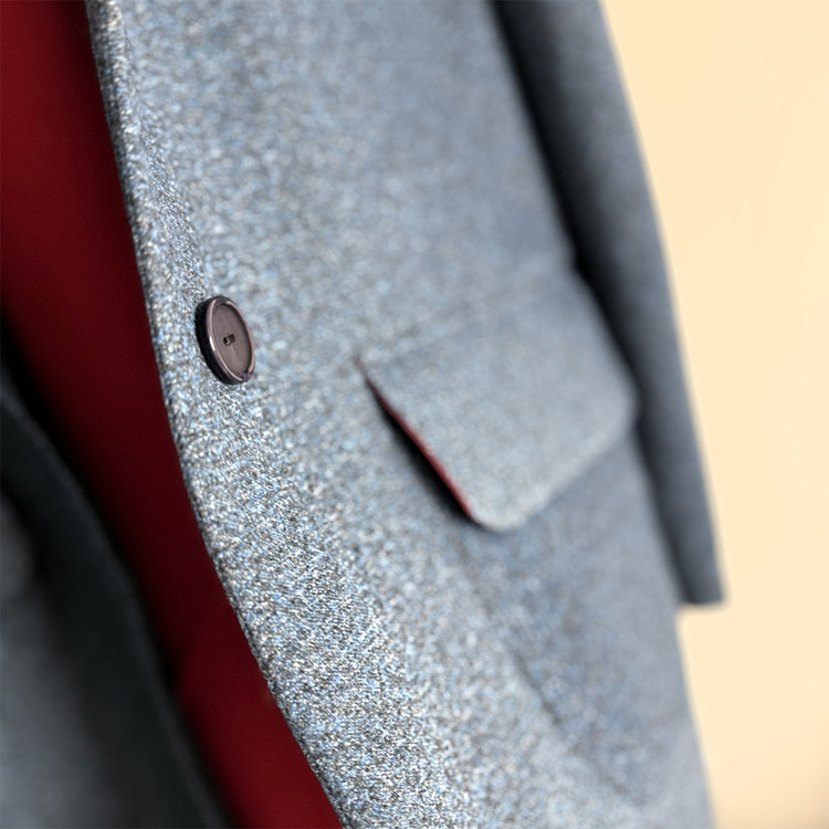 نمای نزدیک بافت پارچه طوسی ملانژ رزالنت